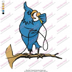 Blue Bird Singing Embroidery Design